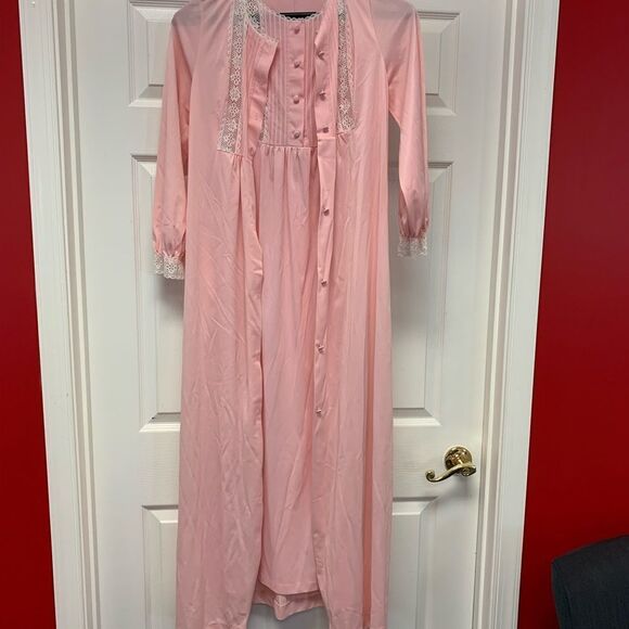 Vintage JC Penny Pink Night Gown Set sz S EUC - Picture 2 of 10